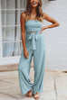 Margovil Off Shoulder Bow Tie Waist Wide Leg Jumpsuit