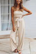 Margovil Off Shoulder Bow Tie Waist Wide Leg Jumpsuit