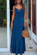 Margovil Buttons V Neck Sleeveless Tie Waist Maxi Swing Dress