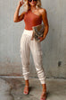 Margovil High Waist Skinny Satin Pants with Pockets(3 Colors Available)
