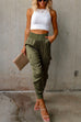Margovil High Waist Skinny Satin Pants with Pockets(3 Colors Available)