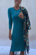 Margovil Crewneck Long Sleeve Buttons Cozy Dresses