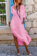 Margovil Buttons Side Split Cotton Linen Shirt Dress with Pockets