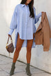 Margovil Lapel High Low Hem Button Down Shirt