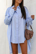 Margovil Lapel High Low Hem Button Down Shirt