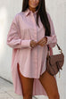 Margovil Lapel High Low Hem Button Down Shirt