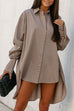 Margovil Lapel High Low Hem Button Down Shirt