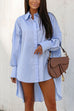 Margovil Lapel High Low Hem Button Down Shirt