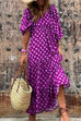 Margovil Puff Sleeve Geometry Printed Swing Dress