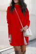 Margovil Solid Crewneck Long Sleeve Knit Dress