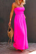 Margovil Strapless Smocked Pocketed Wide Leg Jumpsuit