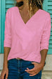 Margovil V-neck Long Sleeve Solid Basic Shirts