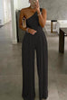 Margovil One Shoulder Sleeveless Maxi Wide Leg Jumpsuit