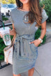 Margovil Bow Knot Waist Striped Dress