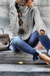 Margovil Mockneck Solid Cable Knit Pullover Sweater