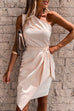 Margovil One Shoulder Tie Waist Party Dress