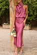 Margovil Solid Halter Waisted Irregular Sleeveless Dress