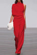 Margovil Cowl Neck One Shoulder Batwing Sleeve Party Suit