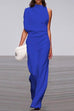 Margovil Solid One Shoulder Wide Leg Jumpsuit