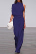 Margovil Solid One Shoulder Wide Leg Jumpsuit