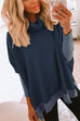 Margovil Cowl Neck Color Block Side Split Loose Pullover