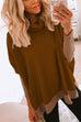 Margovil Cowl Neck Color Block Side Split Loose Pullover