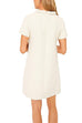 Margovil Elegant Crewneck Short Sleeves Buttons Tweed Dress