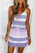 Margovil Tie Shoulder Striped Color Block Cami Dress with Pockets