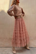 Margovil Tulle Layered Ruffle Mesh Maxi Skirt