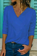 Margovil V-neck Long Sleeve Solid Basic Shirts