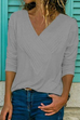 Margovil V-neck Long Sleeve Solid Basic Shirts