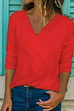 Margovil V-neck Long Sleeve Solid Basic Shirts