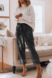 Margovil Drawstring Mid Waist Glitter Sequin Pants