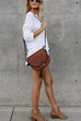 Margovil Long Sleeve Curve Hem Casual T-shirt